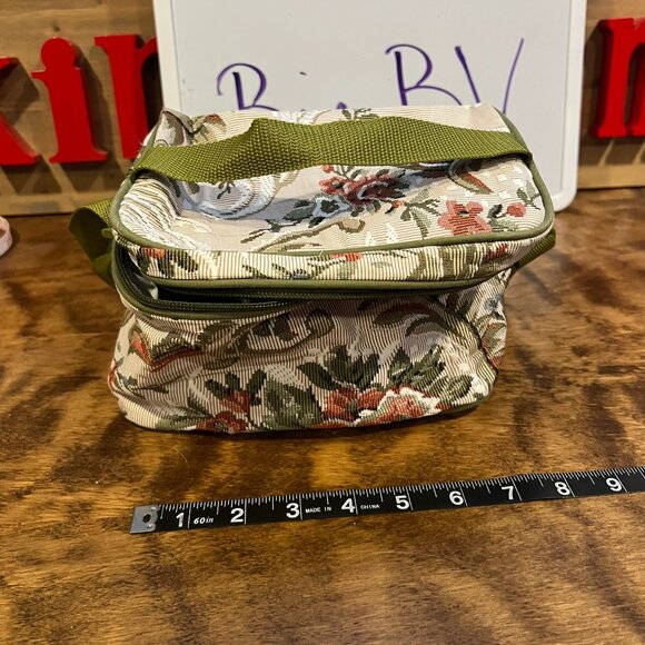 VINTAGE style tapestry COSMETIC lunch box FLORAL BAG - Picture 1 of 6